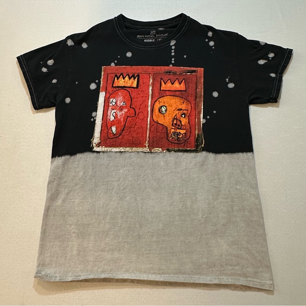 Basquiat + Ripple Junction Collab Bleach Dye Double Sided Graphic Tee - Small